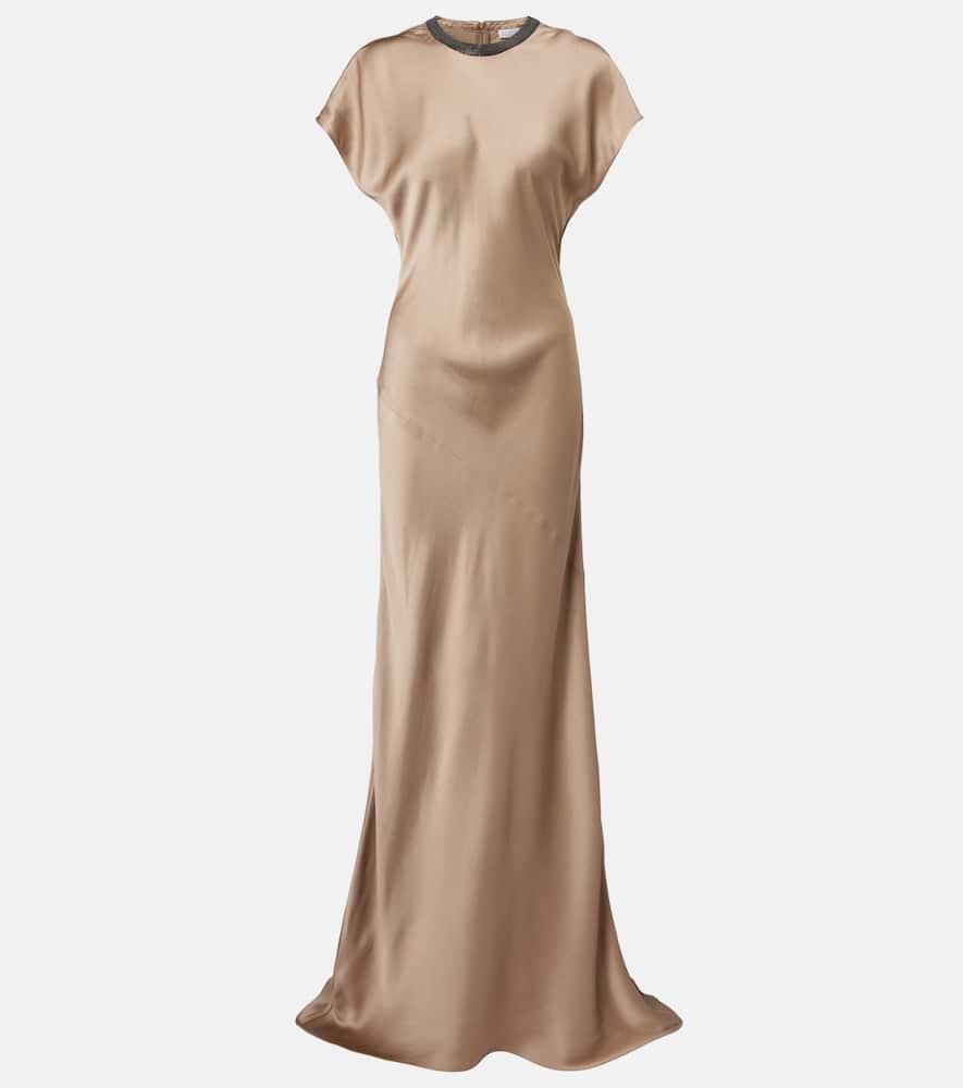 brunello cucinelli monili satin gown