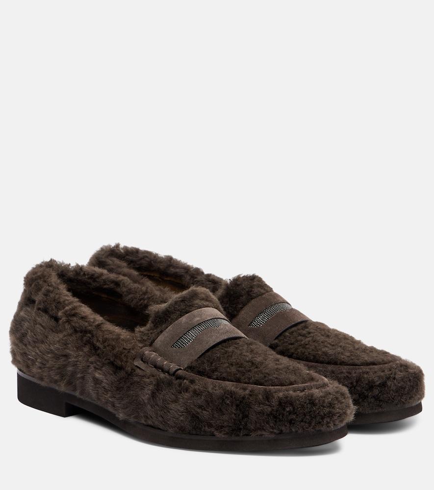 brunello cucinelli monili shearling loafers