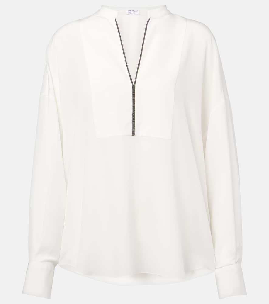 brunello cucinelli monili silk blouse