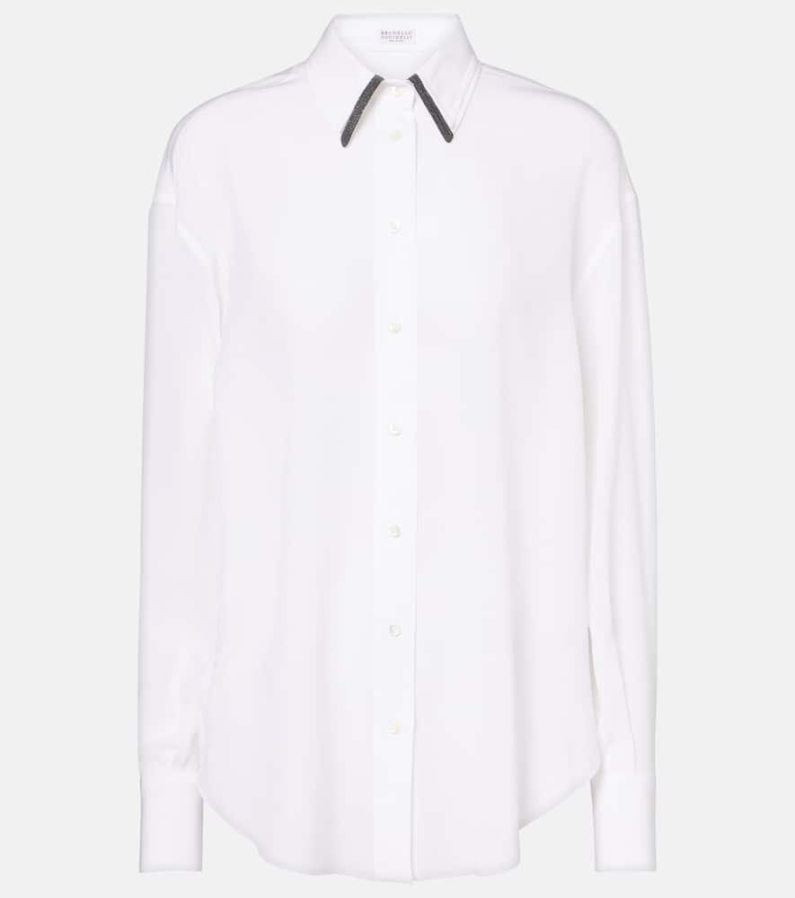 brunello cucinelli monili silk satin shirt