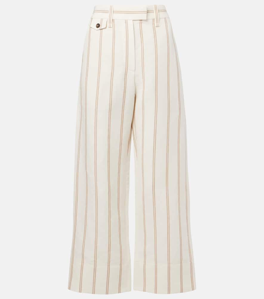 brunello cucinelli monili striped linen and cotton chinos