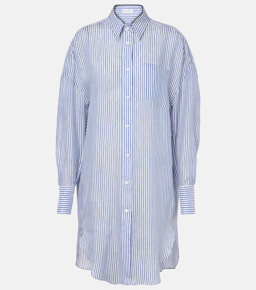 brunello cucinelli monili striped linen and silk organza shirt