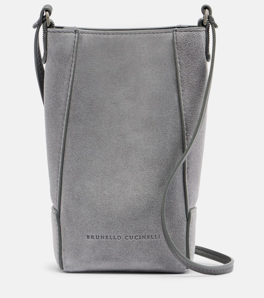 brunello cucinelli monili suede crossbody bag