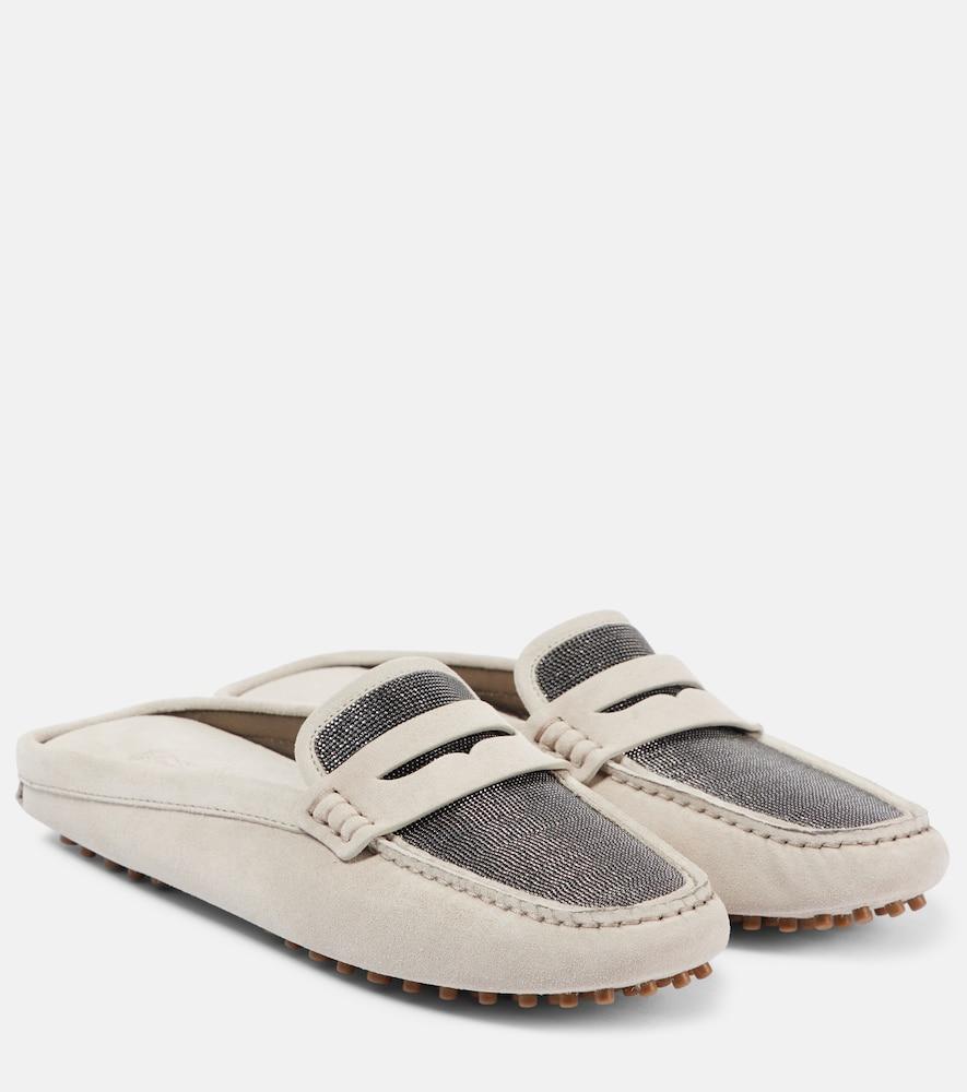 brunello cucinelli monili suede driving mules