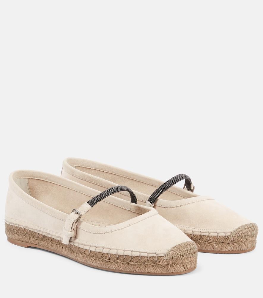 brunello cucinelli monili suede espadrilles