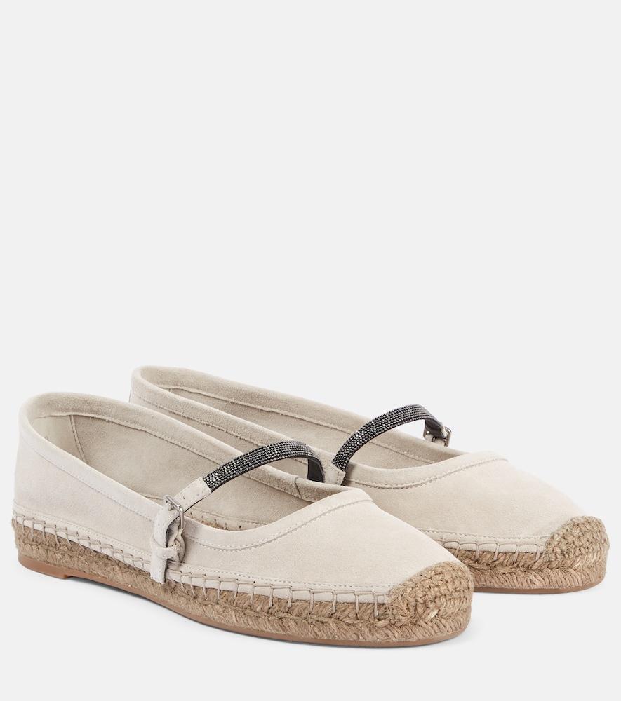 brunello cucinelli monili suede espadrilles