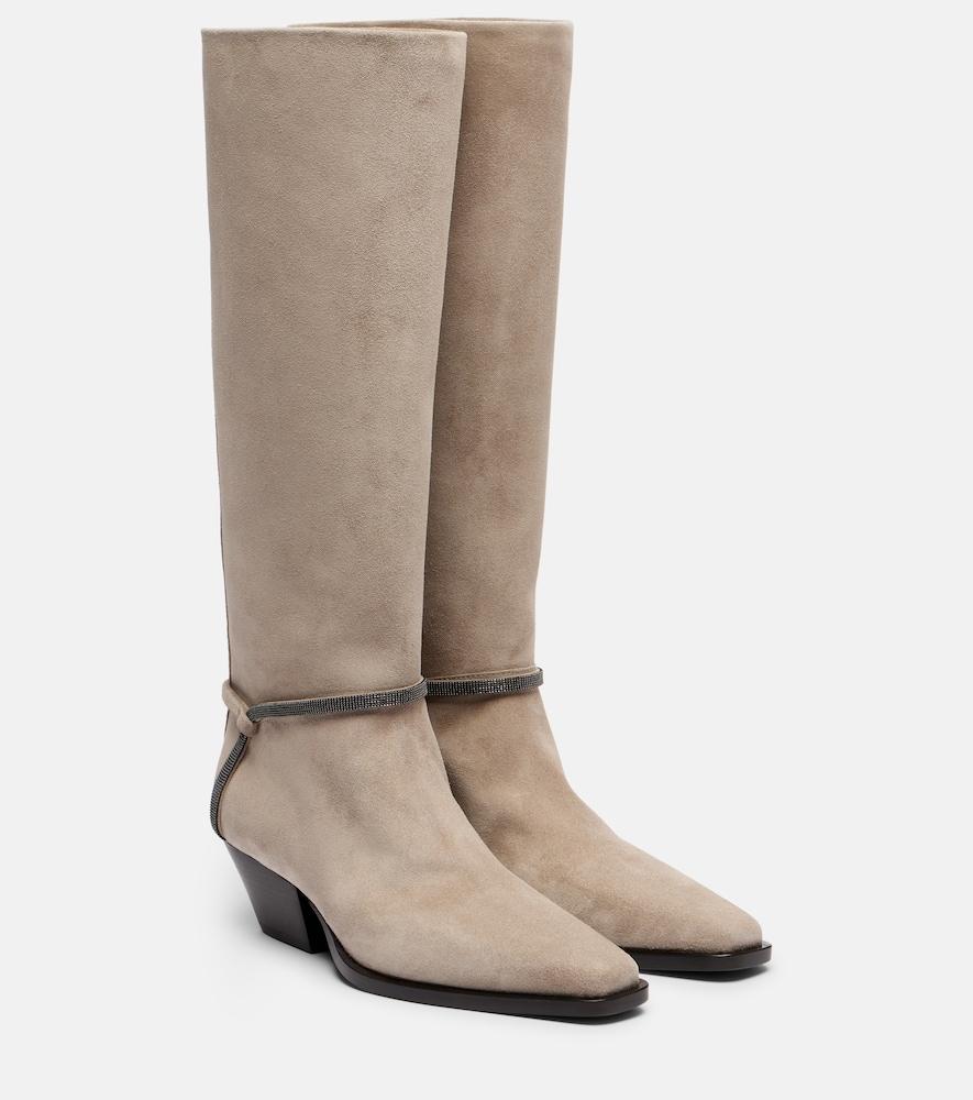brunello cucinelli monili suede knee