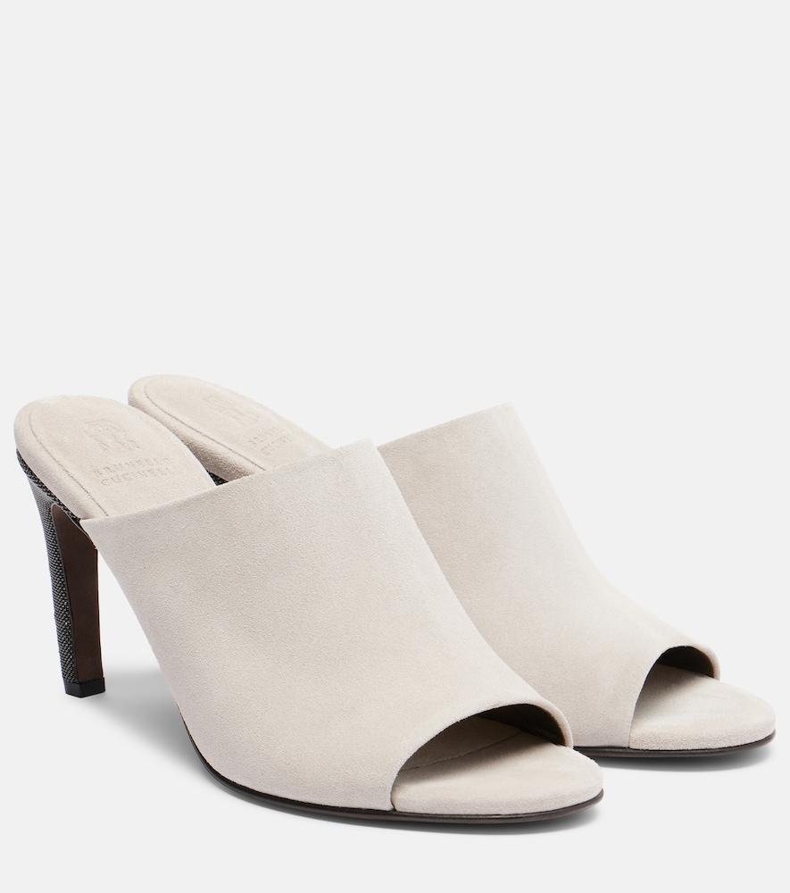 brunello cucinelli monili suede mules