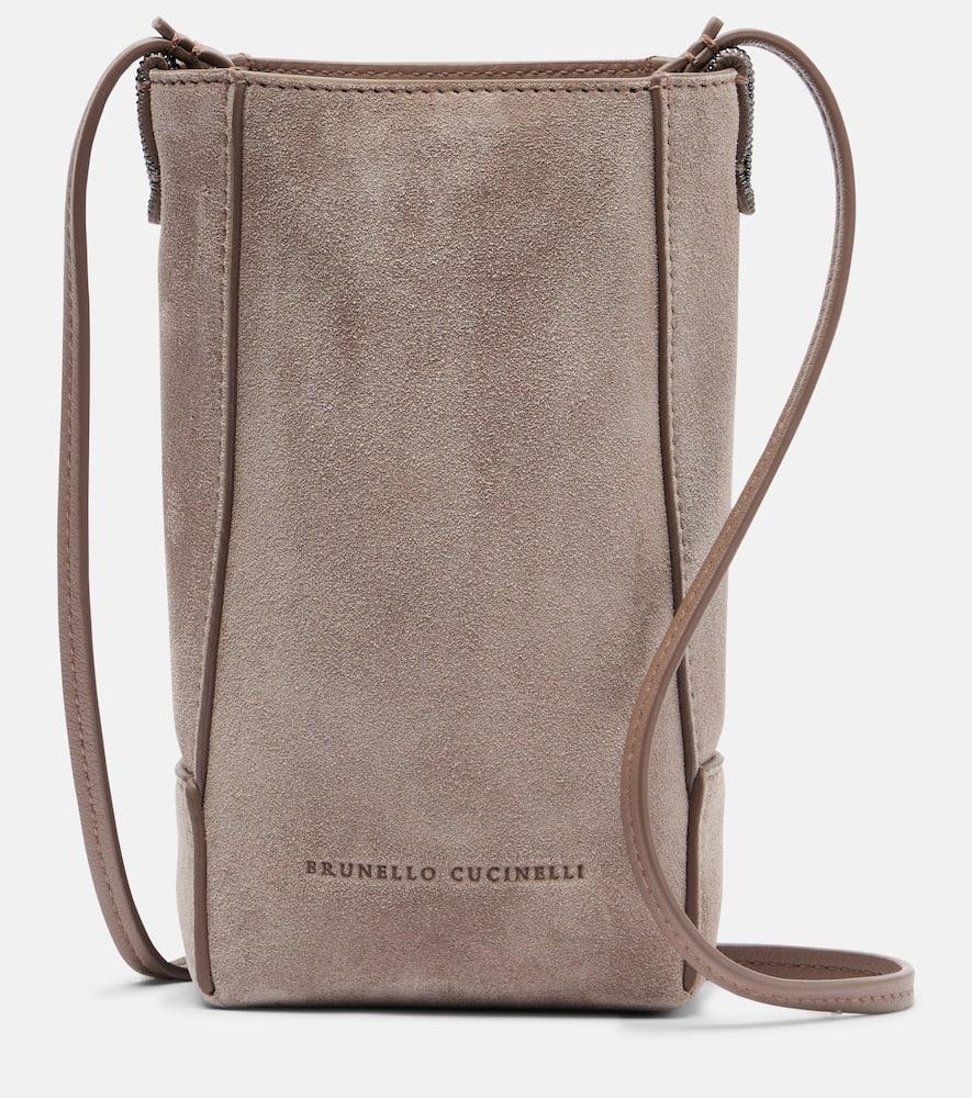 brunello cucinelli monili suede shoulder bag