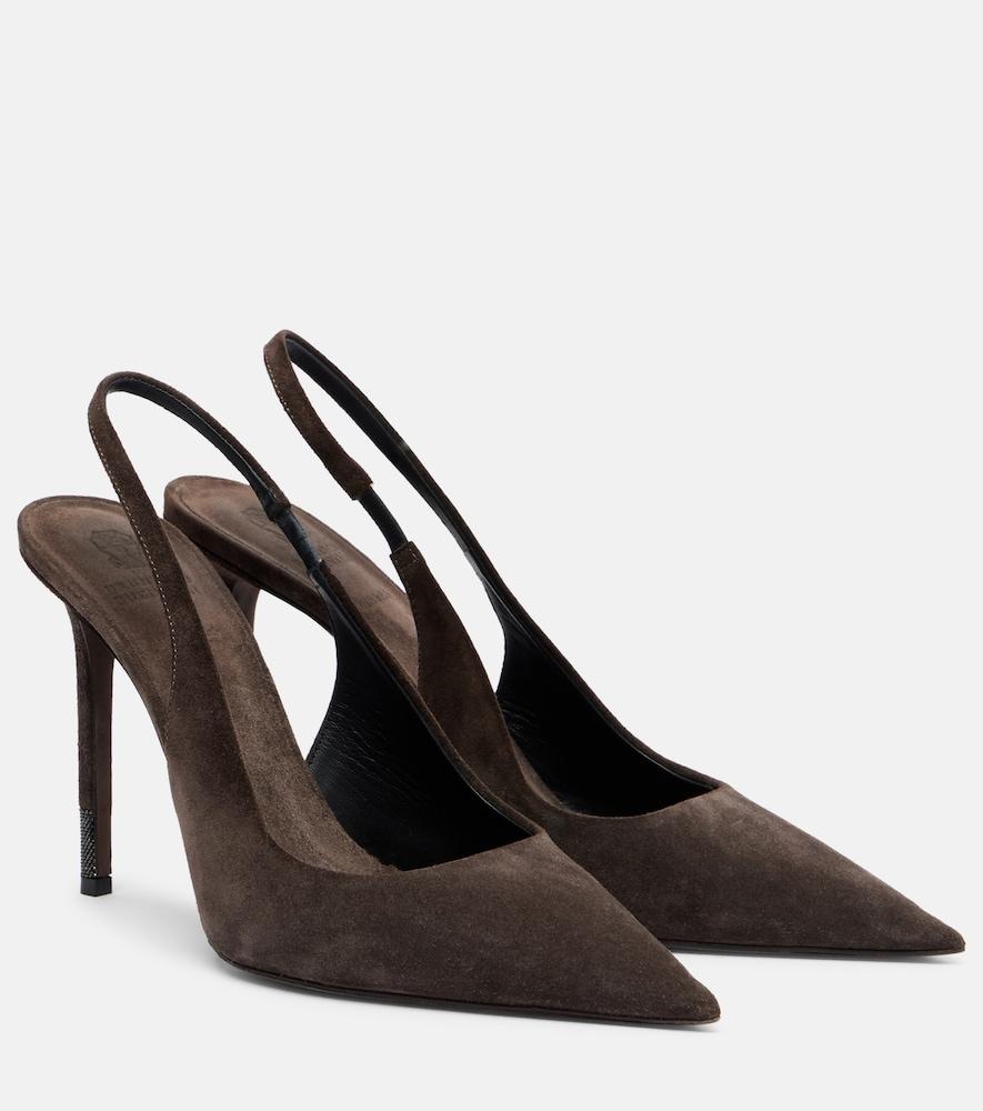 brunello cucinelli monili suede slingback pumps