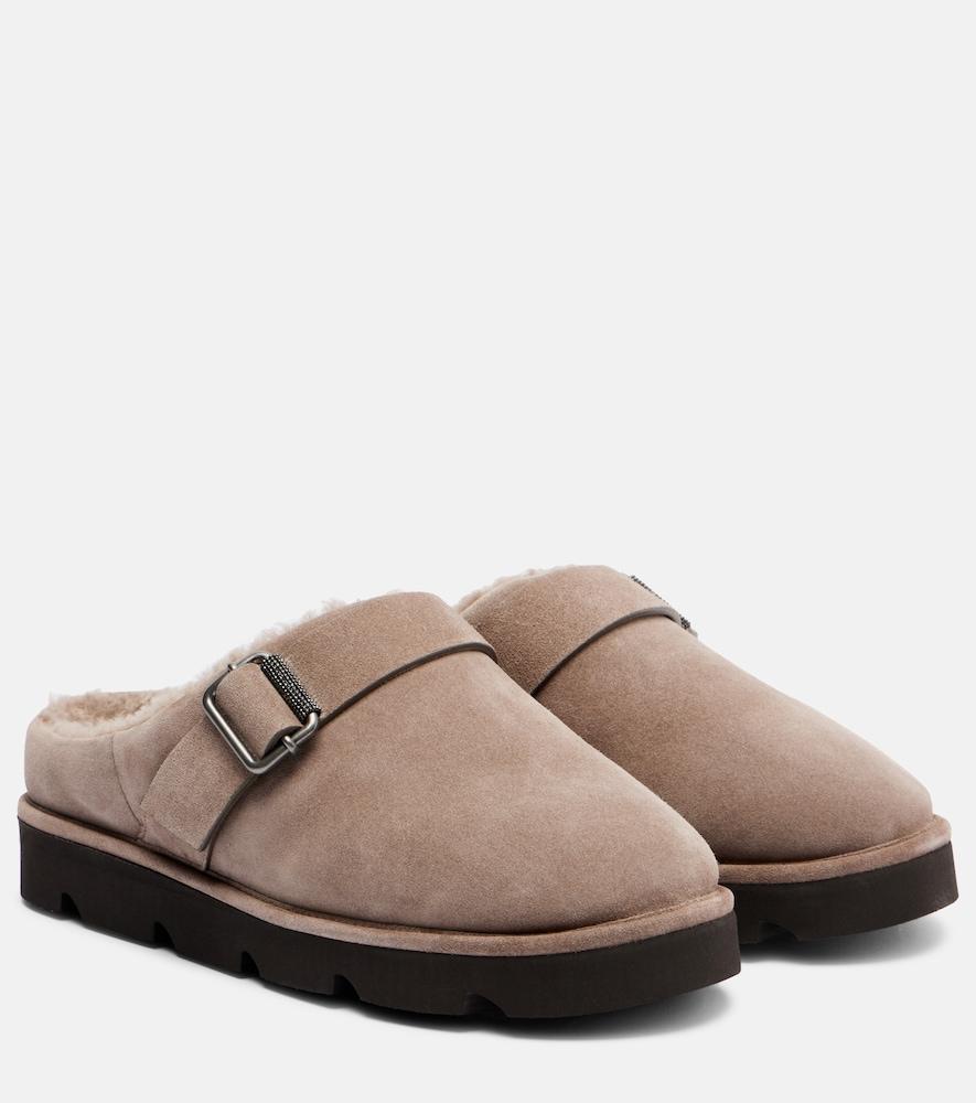 brunello cucinelli monili suede slippers