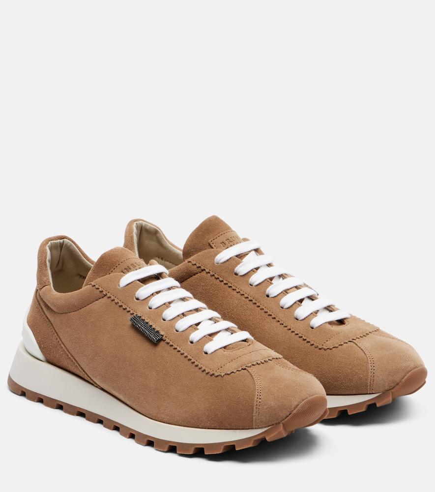 brunello cucinelli monili suede sneakers