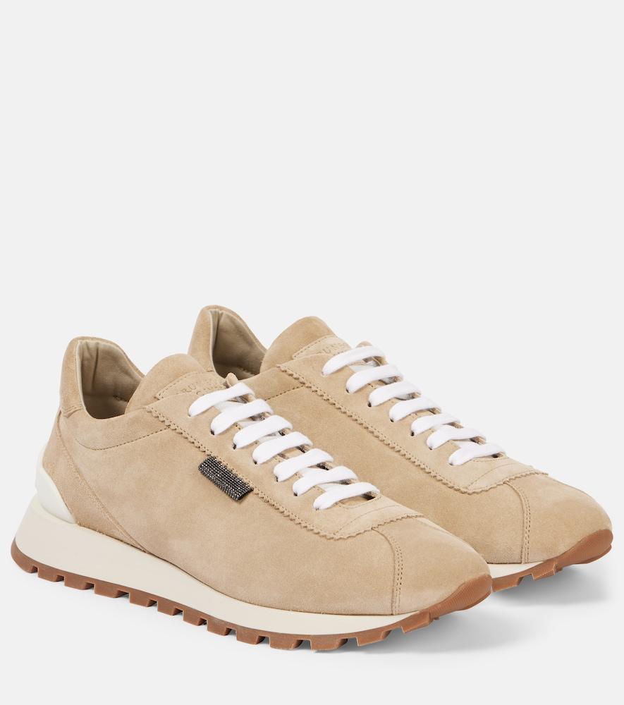 brunello cucinelli monili suede sneakers