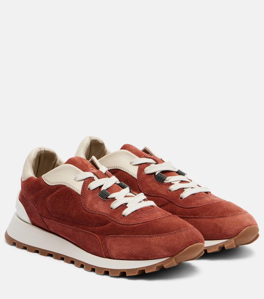 brunello cucinelli monili suede sneakers