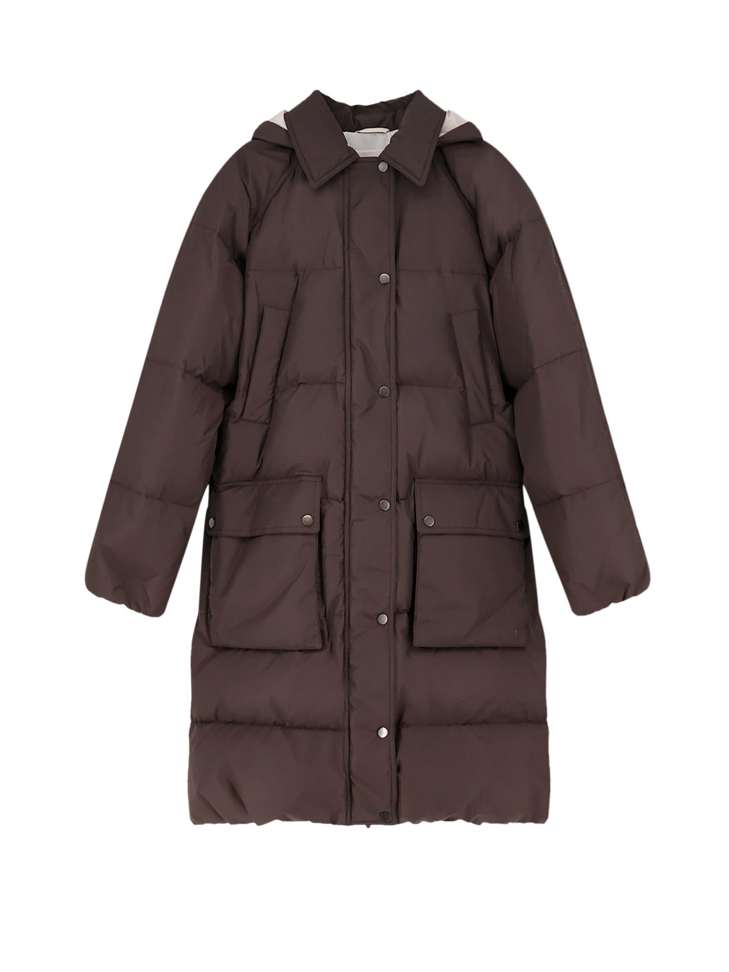 brunello cucinelli nylon and cotton long down jacket