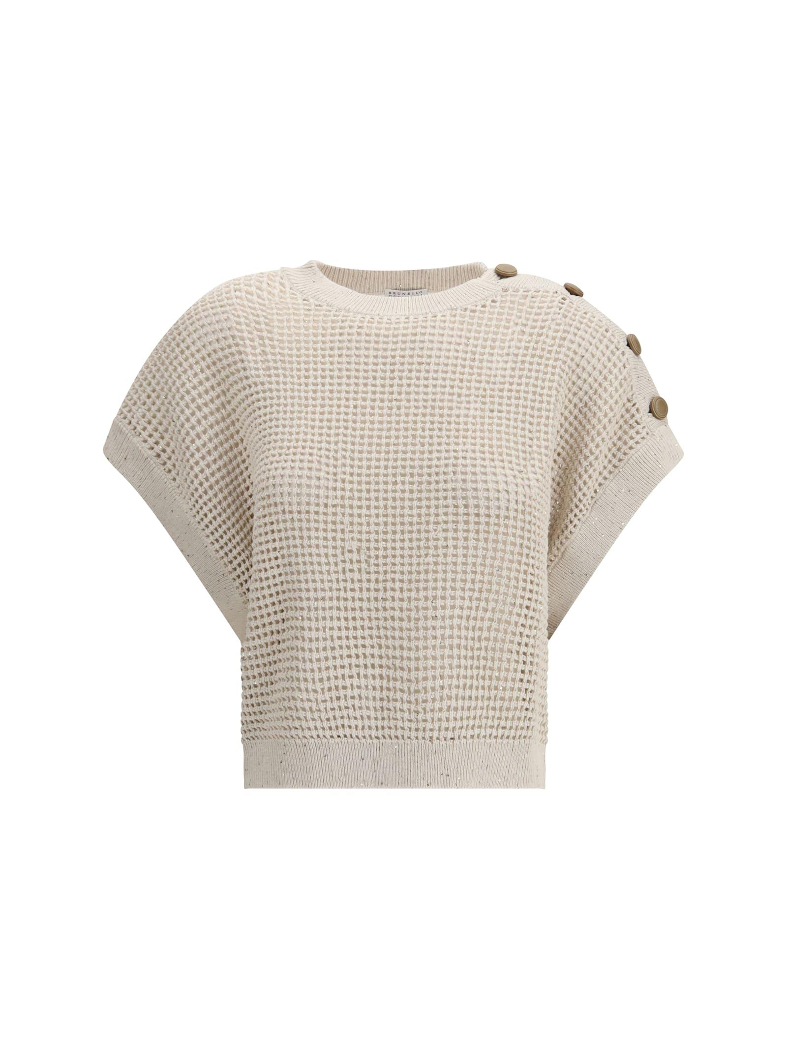 brunello cucinelli open-knit top