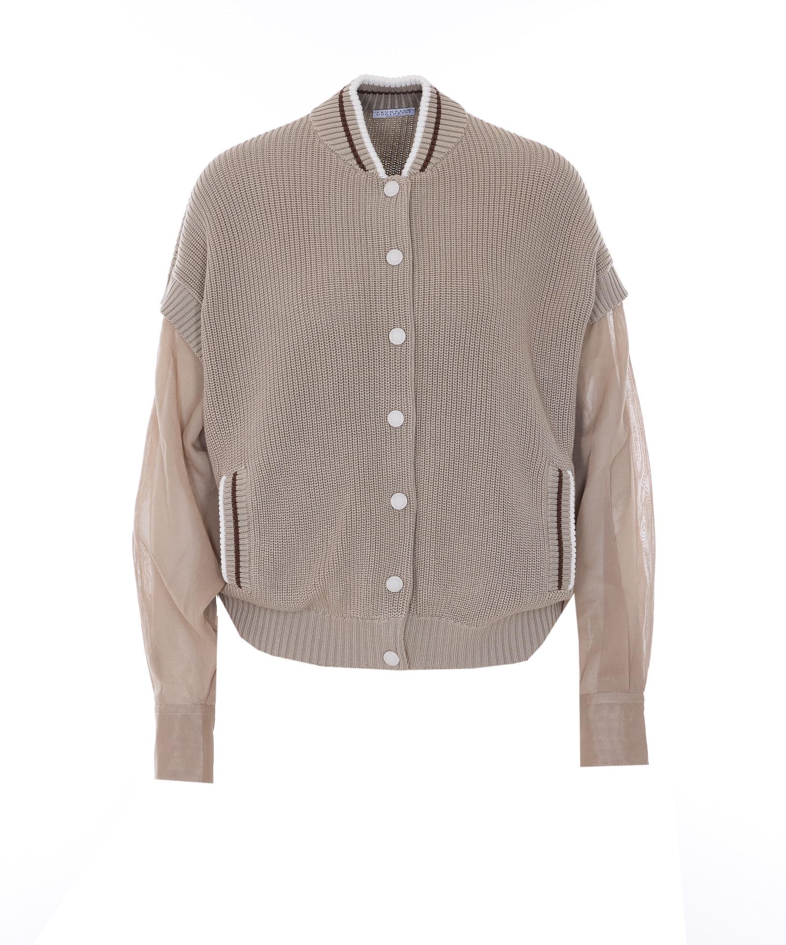 brunello cucinelli organza sleeves cardigan