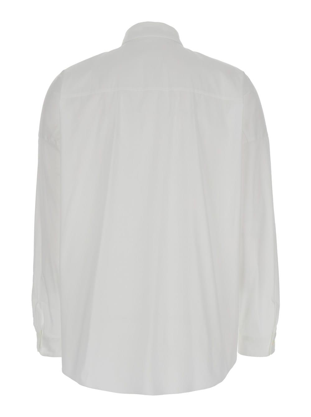 brunello cucinelli oversized white shirt with monile detail in cotton blend woman