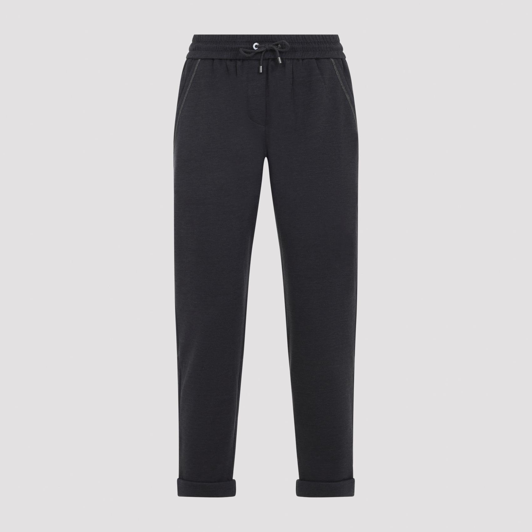 brunello cucinelli pants grey cotton silk polyamide - women