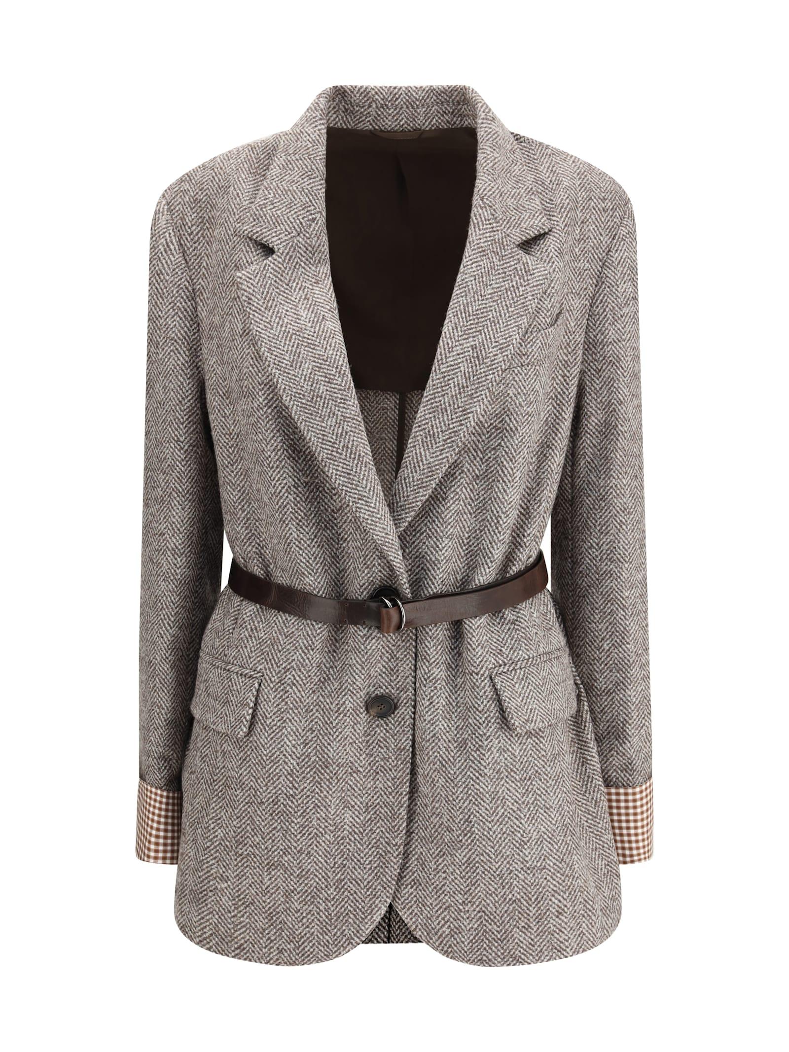 brunello cucinelli patterned wool jacket