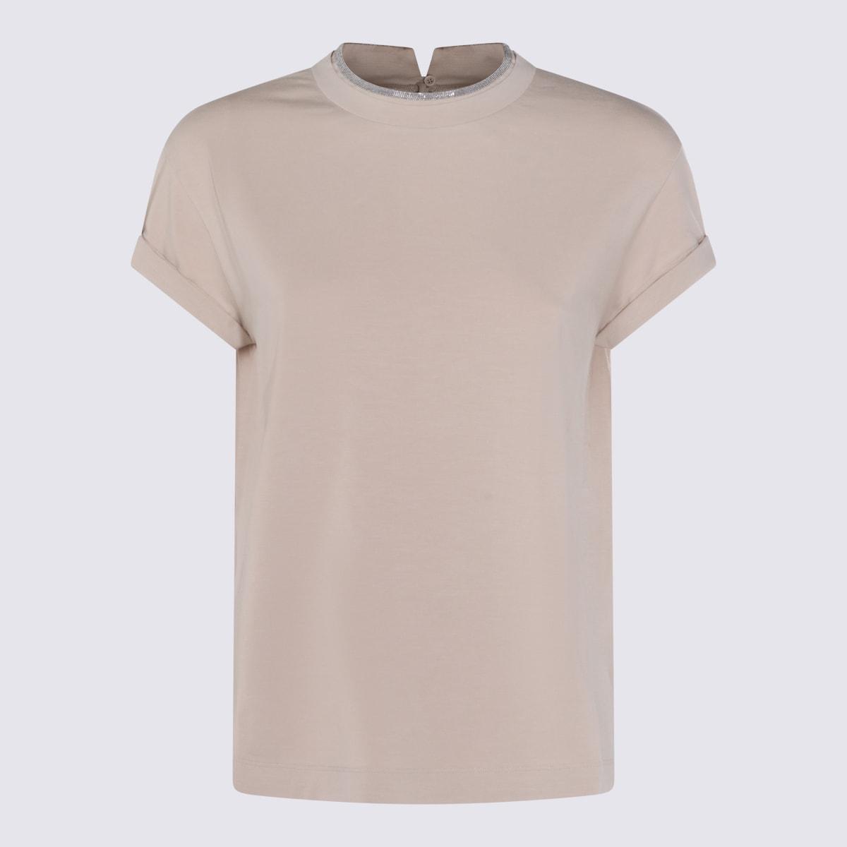 brunello cucinelli pink cotton t-shirt