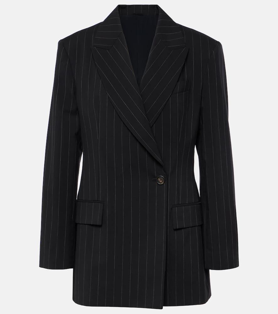 brunello cucinelli pinstripe wool and cotton blazer