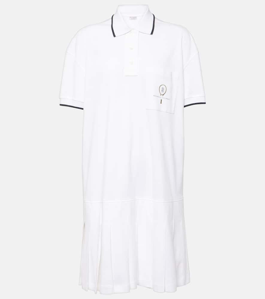 brunello cucinelli pleated cotton polo dress