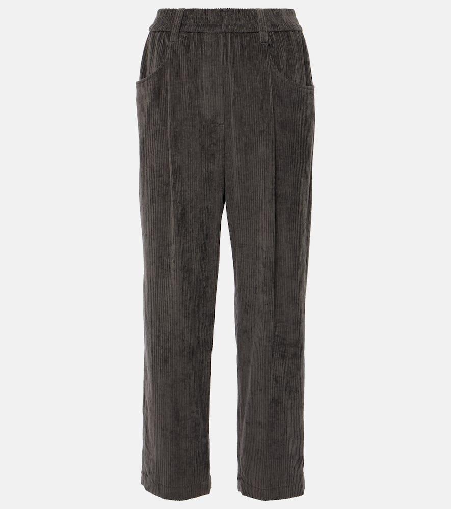 brunello cucinelli pleated cotton straight pants