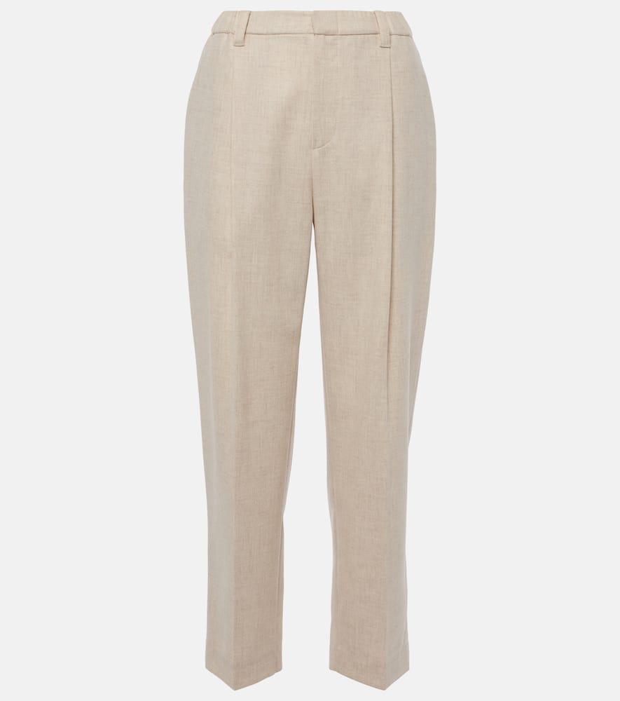 brunello cucinelli pleated cotton straight pants