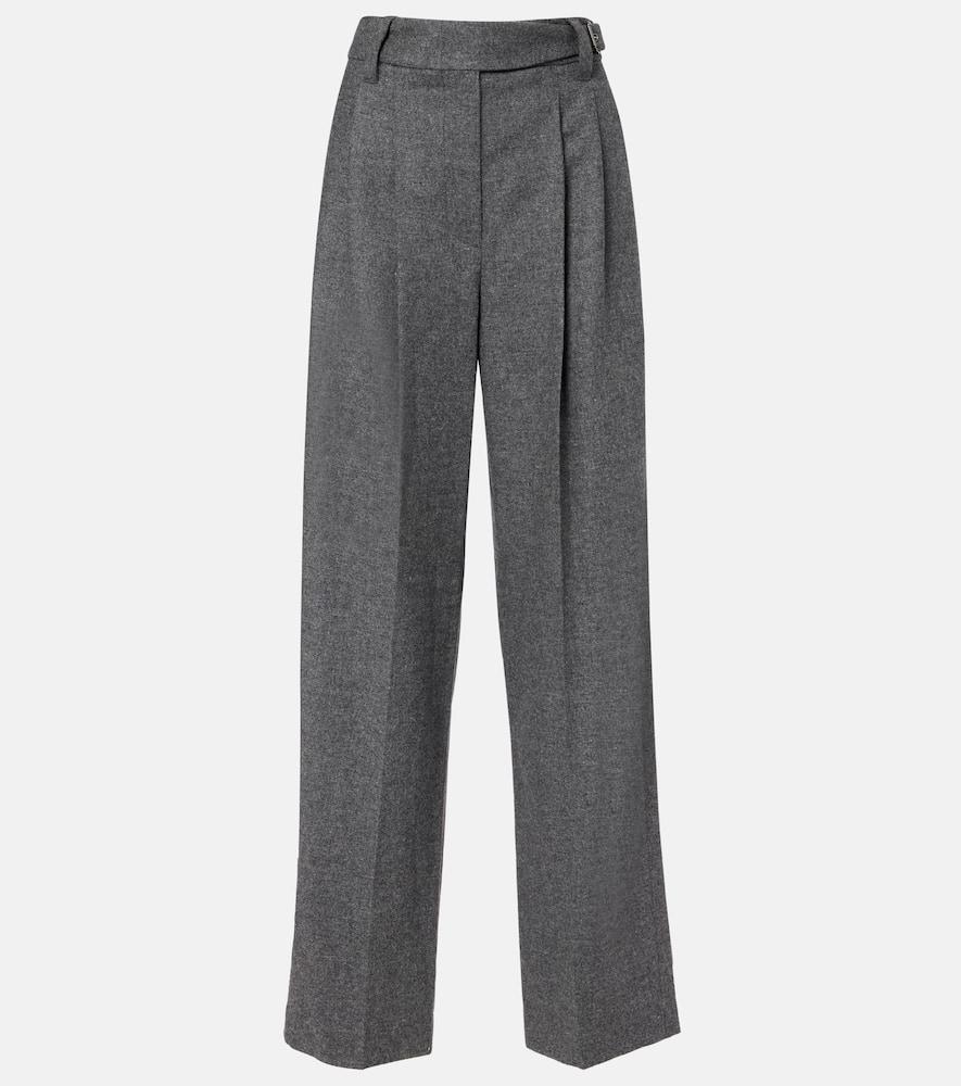 brunello cucinelli pleated wool and cashmere wide