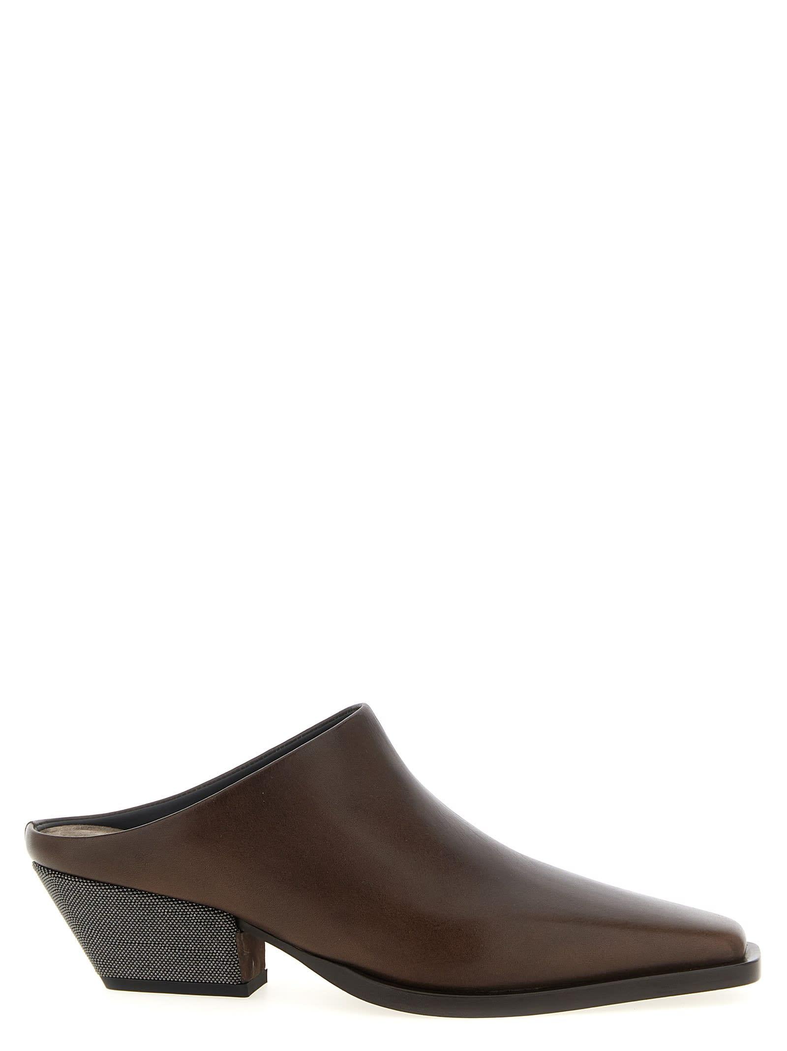 brunello cucinelli precious heels sabots