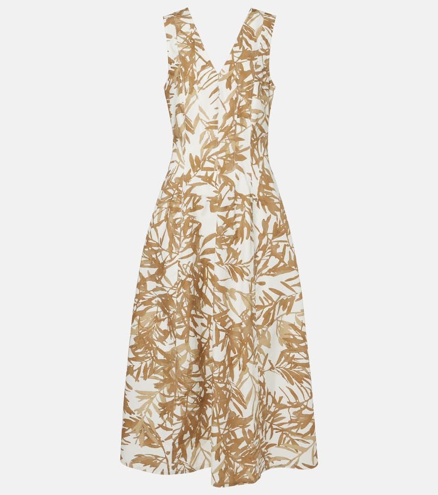 brunello cucinelli printed cotton maxi dress