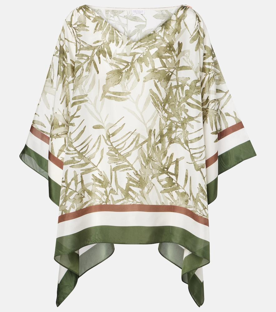 brunello cucinelli printed silk kaftan