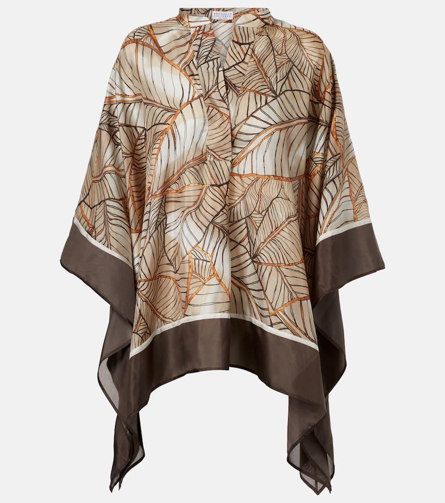 brunello cucinelli printed silk shirt