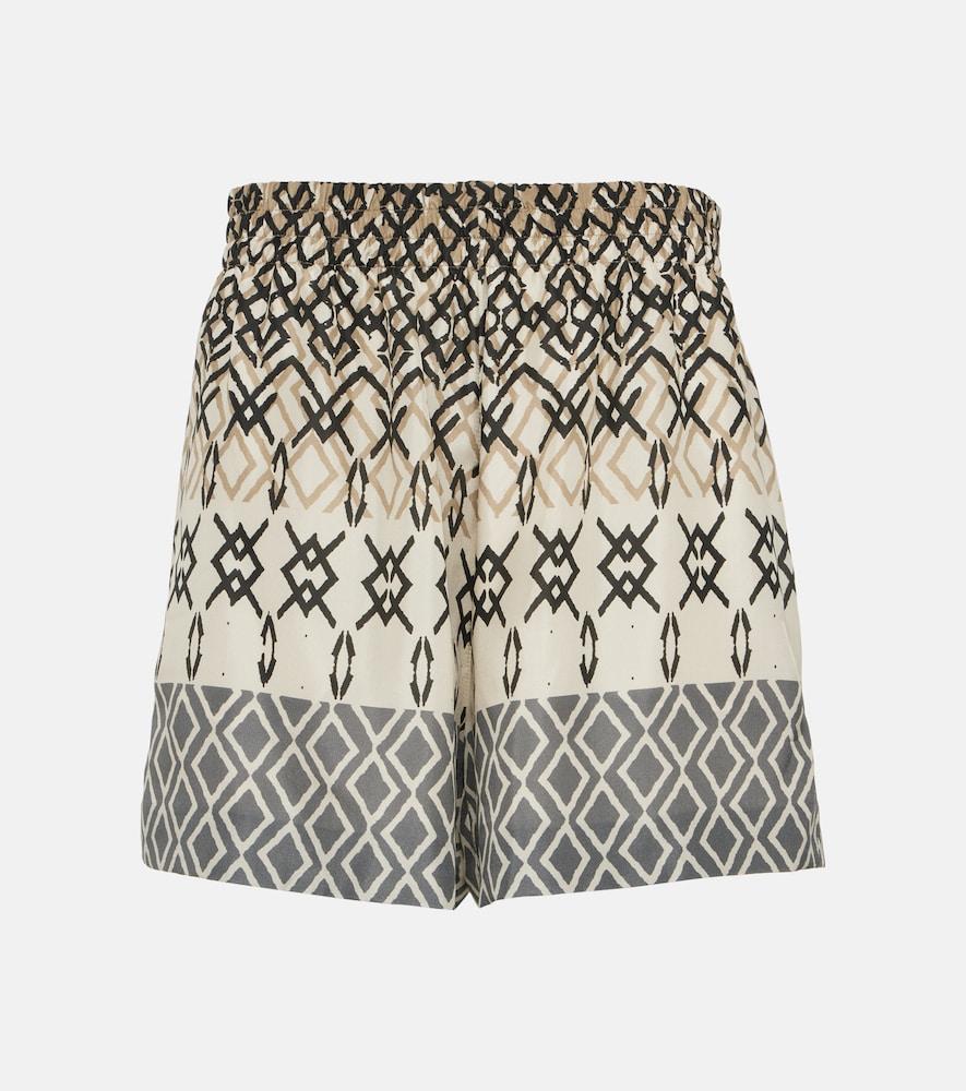 brunello cucinelli printed silk shorts