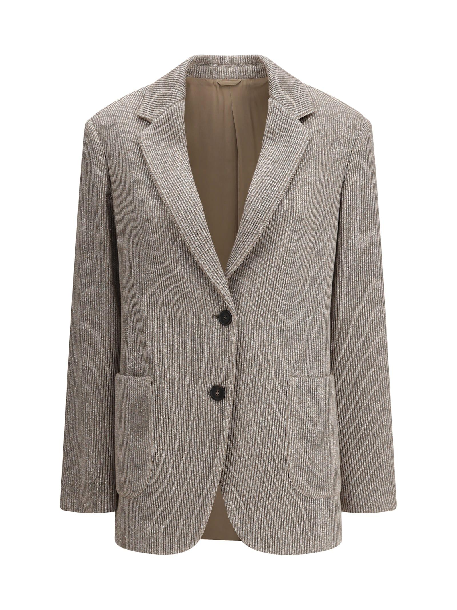 brunello cucinelli ribbed deisgn lurex jacket