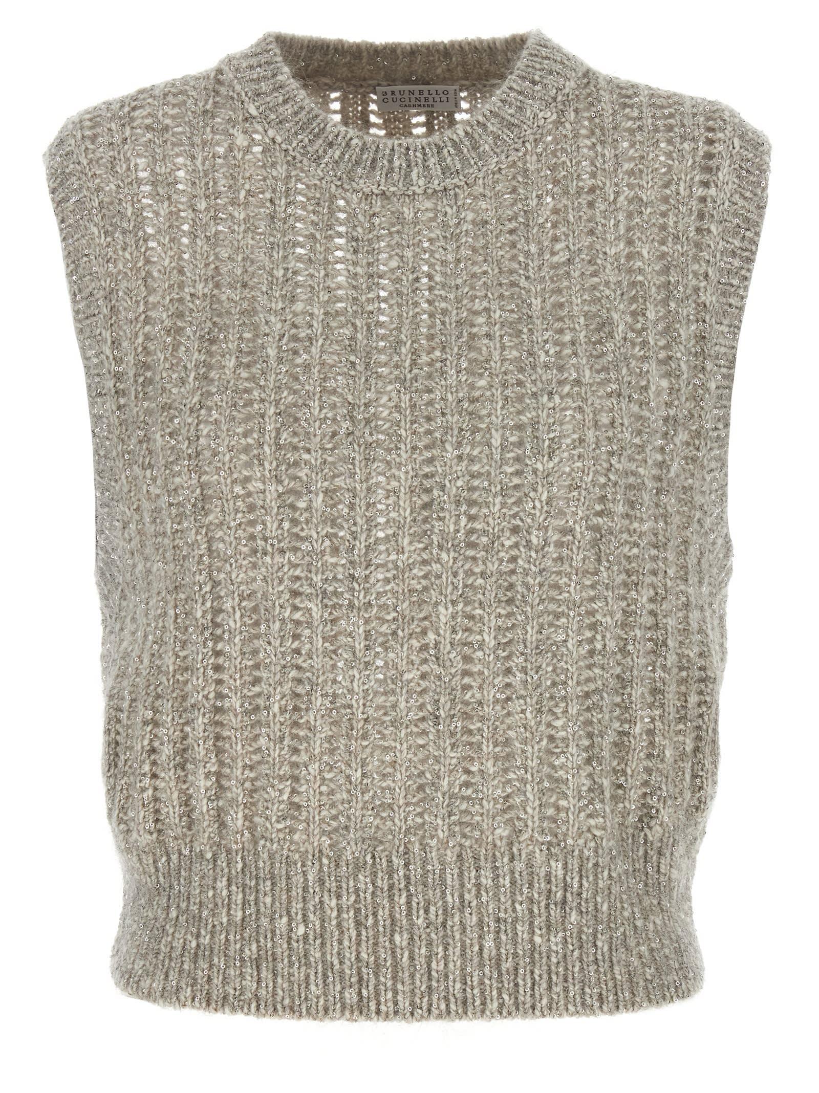 brunello cucinelli rustic dazzling net vest