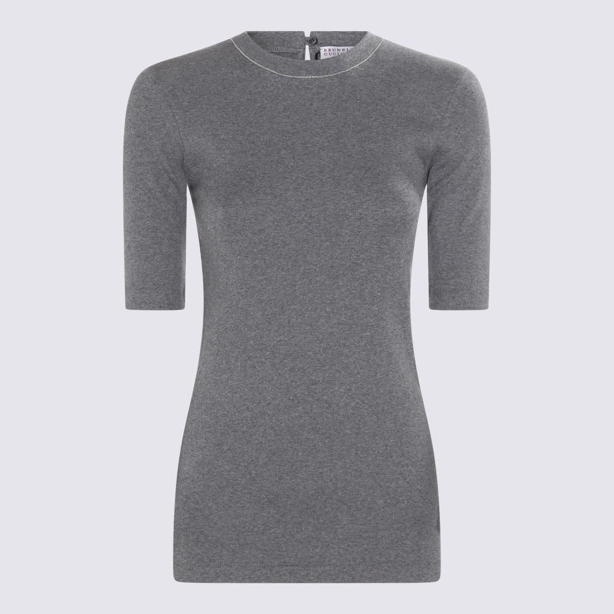 brunello cucinelli ruthenium grey cotton stretch t-shirt