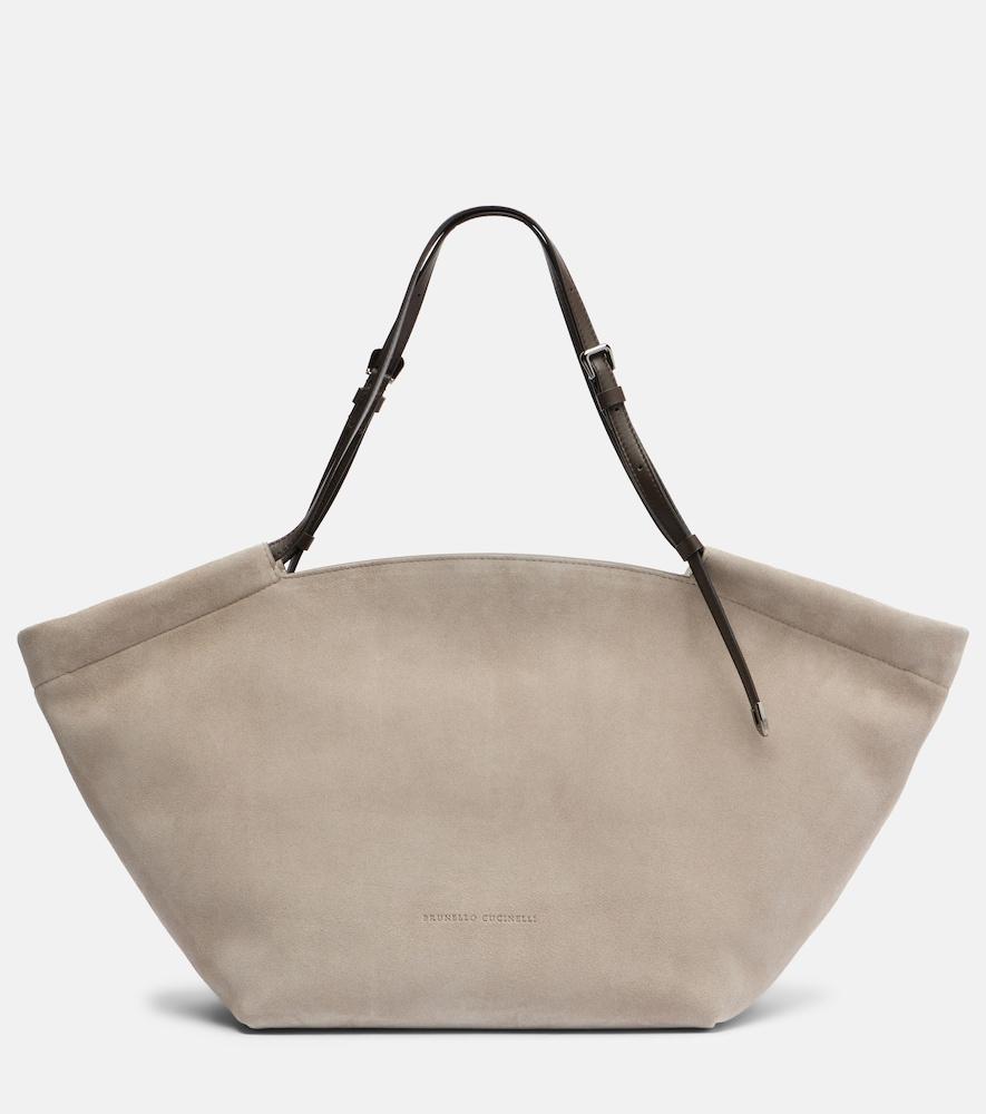 brunello cucinelli sartorial large suede tote bag
