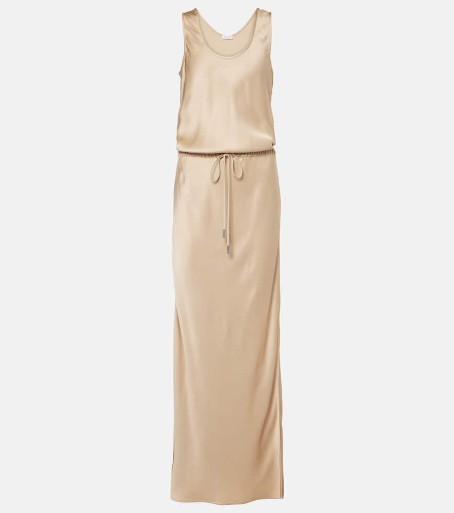 brunello cucinelli satin maxi dress