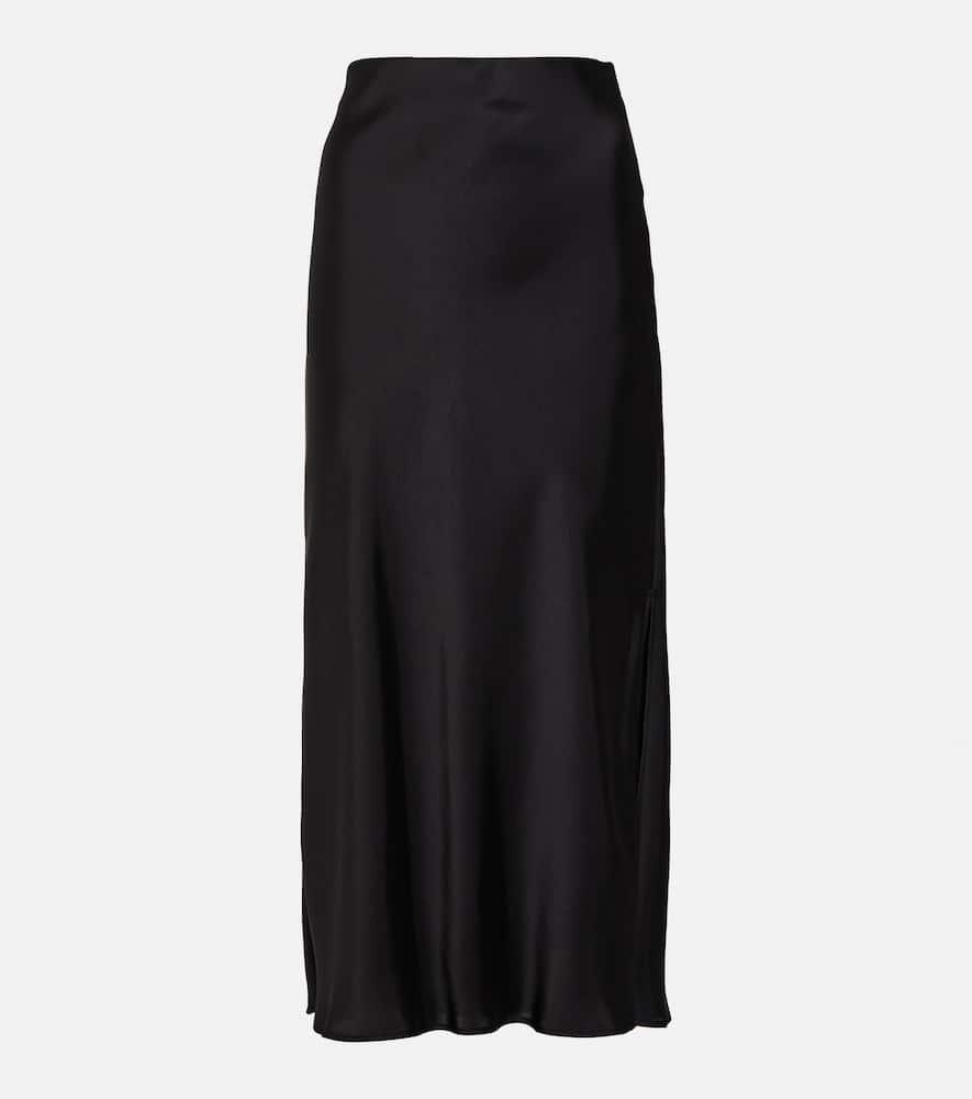 brunello cucinelli satin midi skirt