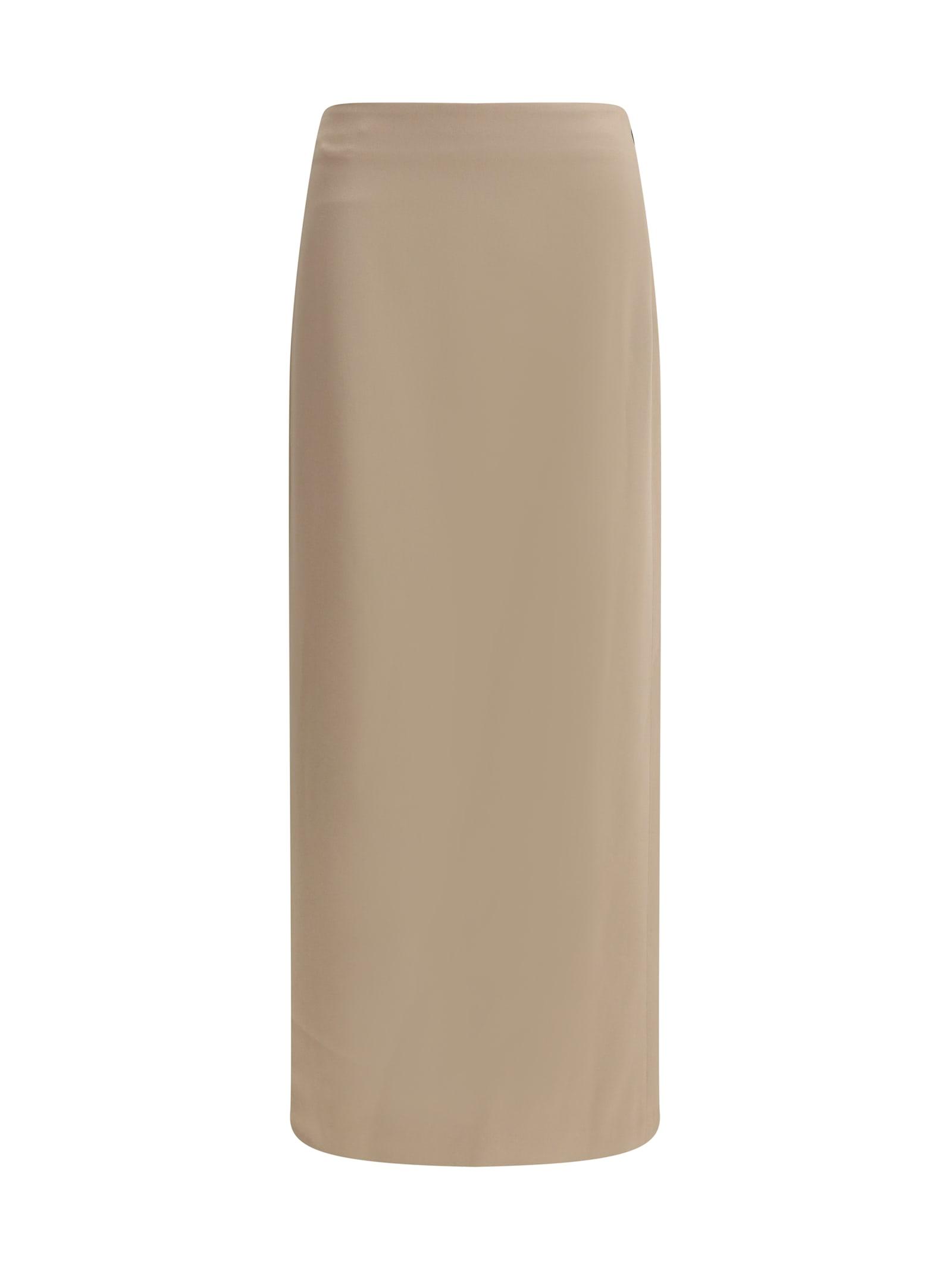 brunello cucinelli satin midi skirt