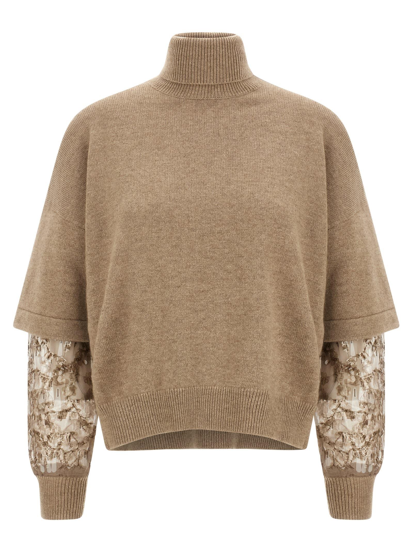brunello cucinelli sequin sleeve sweater