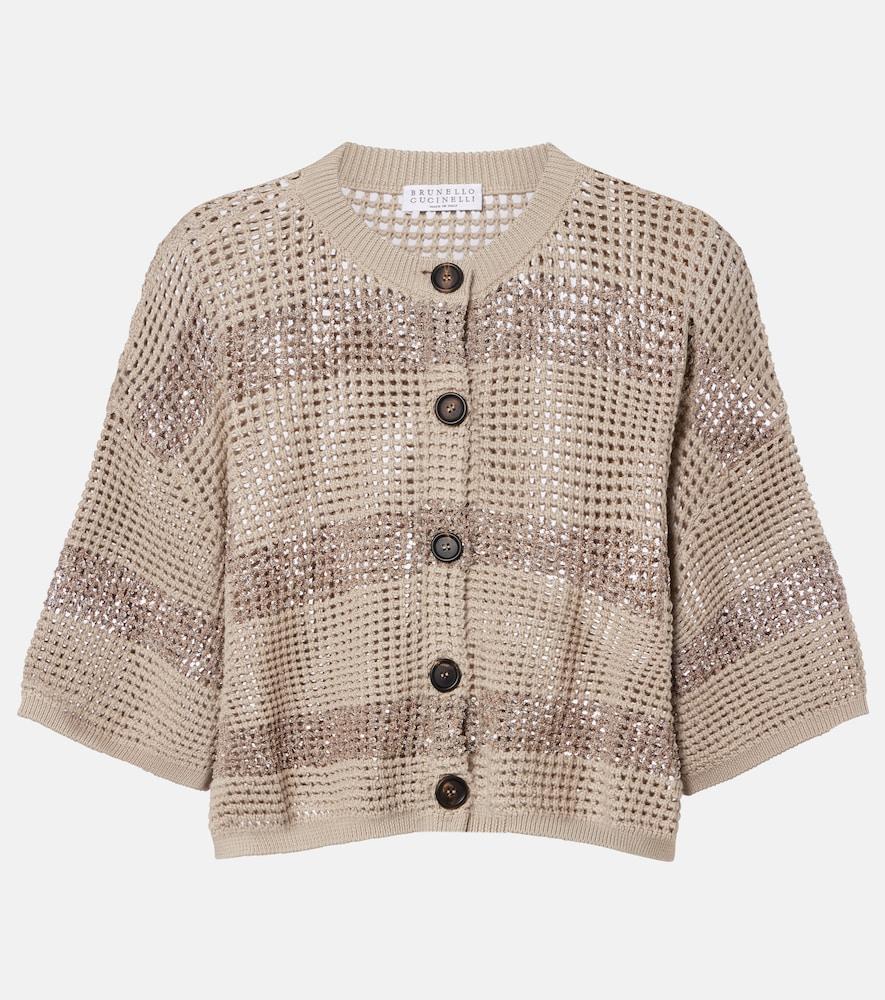 brunello cucinelli sequined cotton cardigan