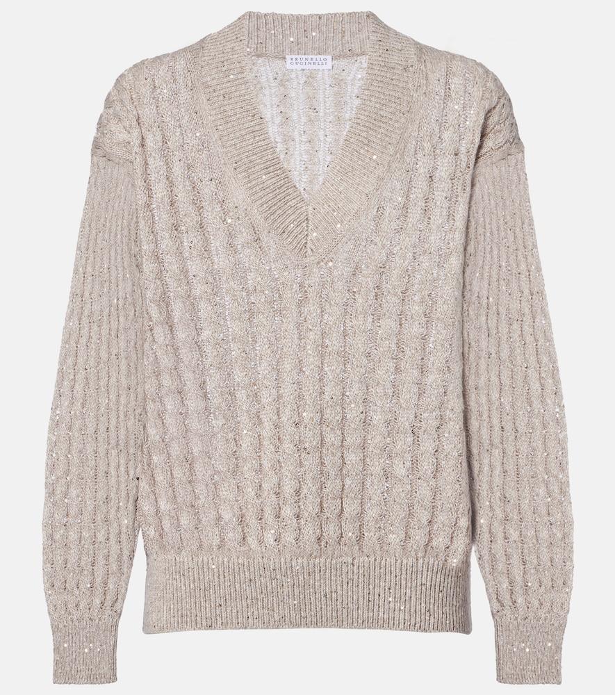brunello cucinelli sequined linen