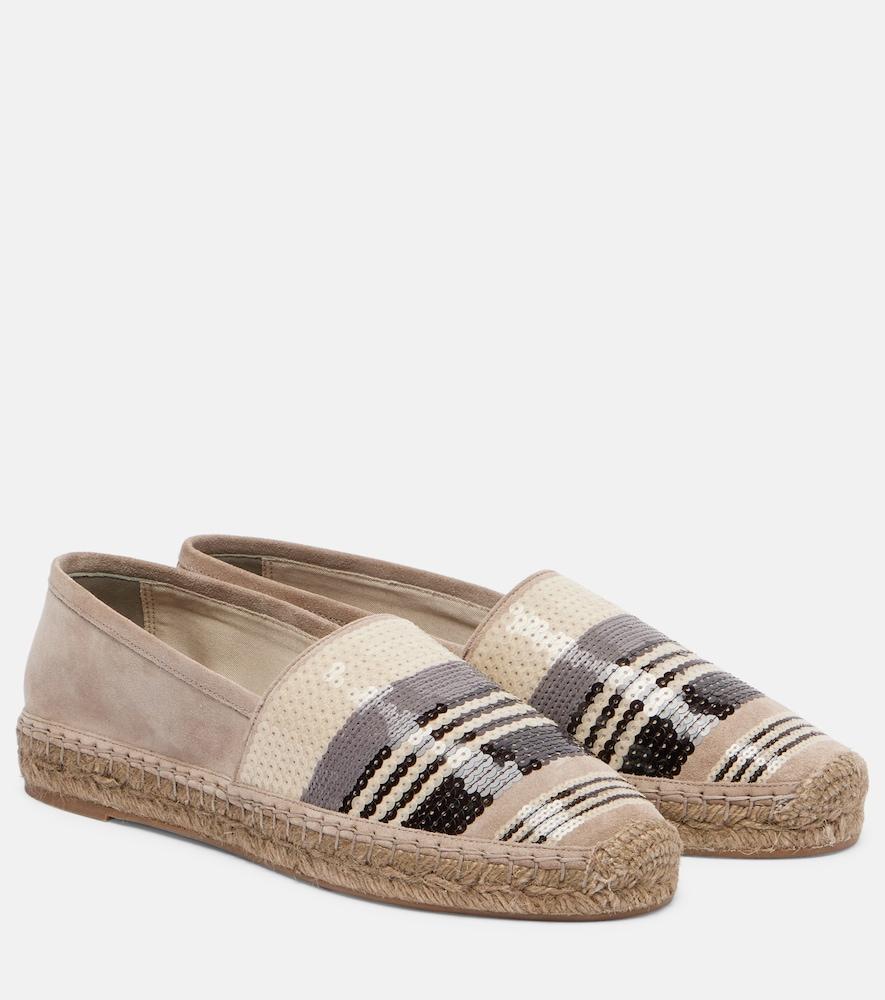 brunello cucinelli sequined suede espadrilles