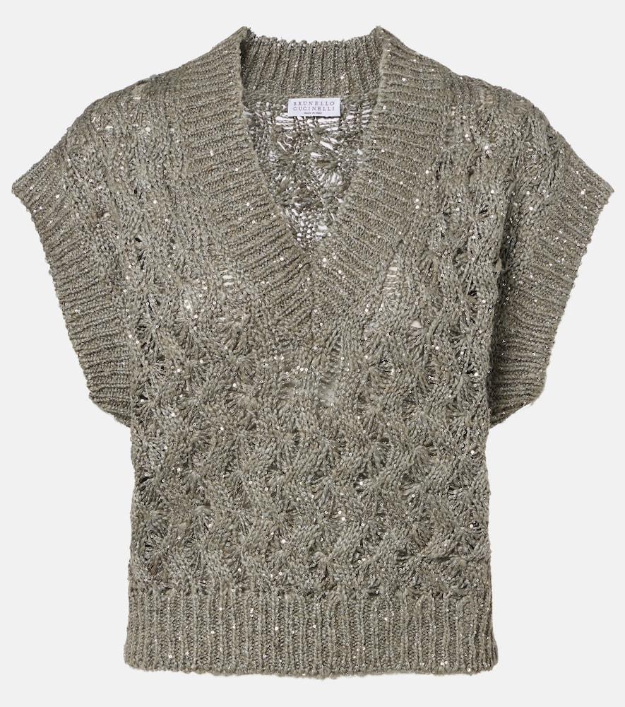 brunello cucinelli sequined sweater vest