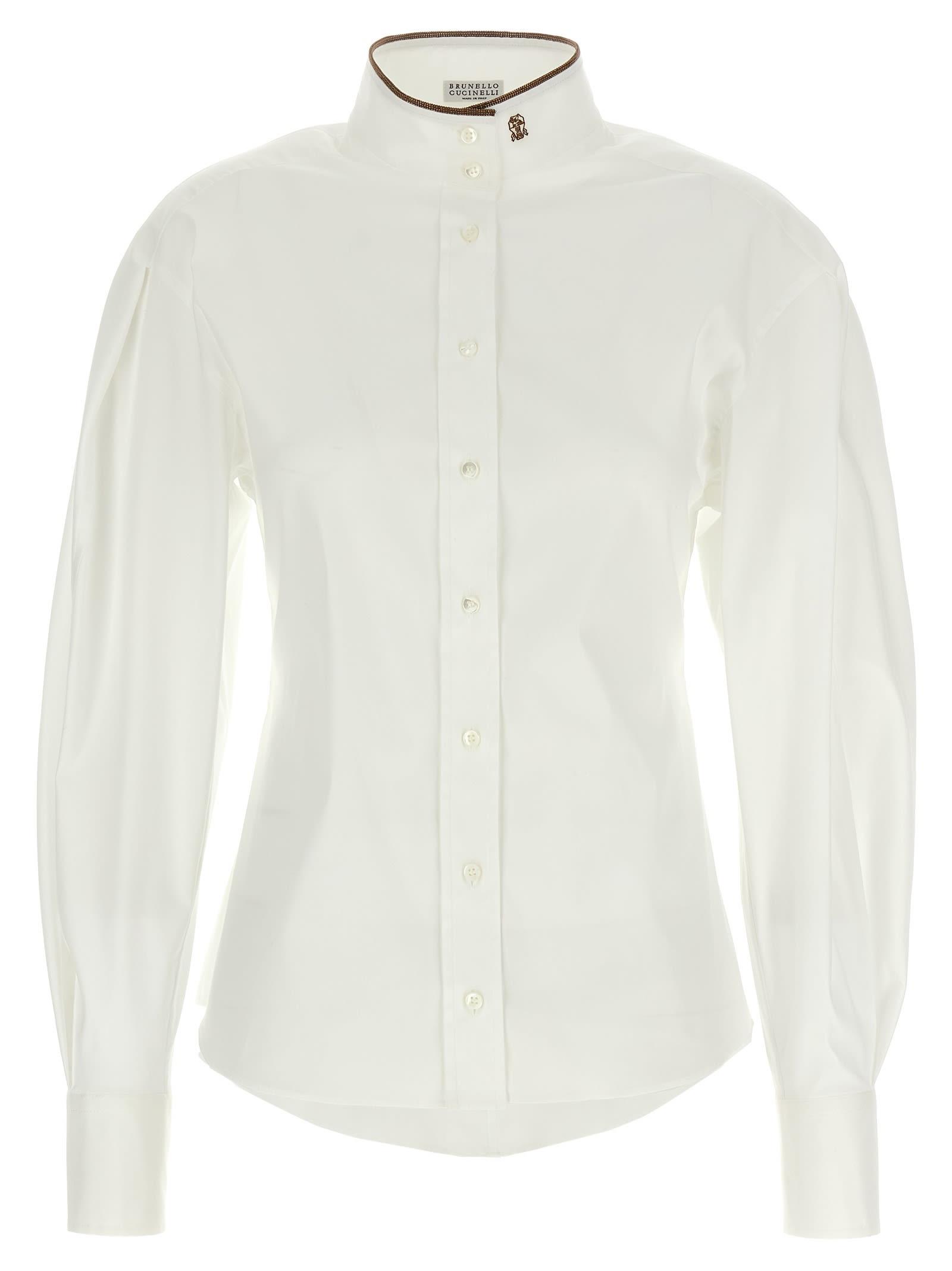 brunello cucinelli shiny collar detail shirt