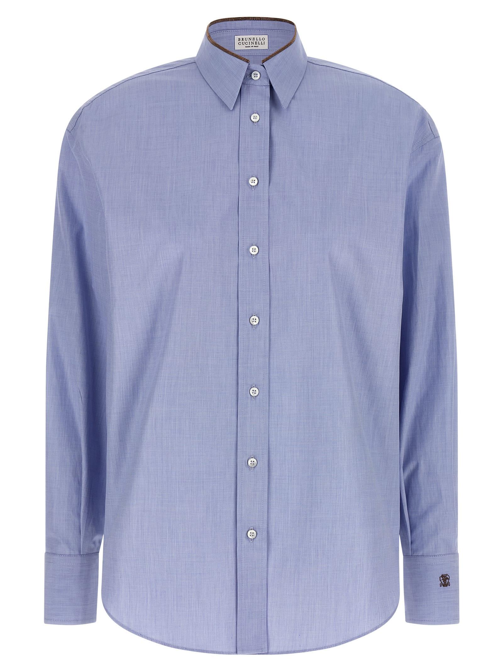 brunello cucinelli shiny collar detail shirt