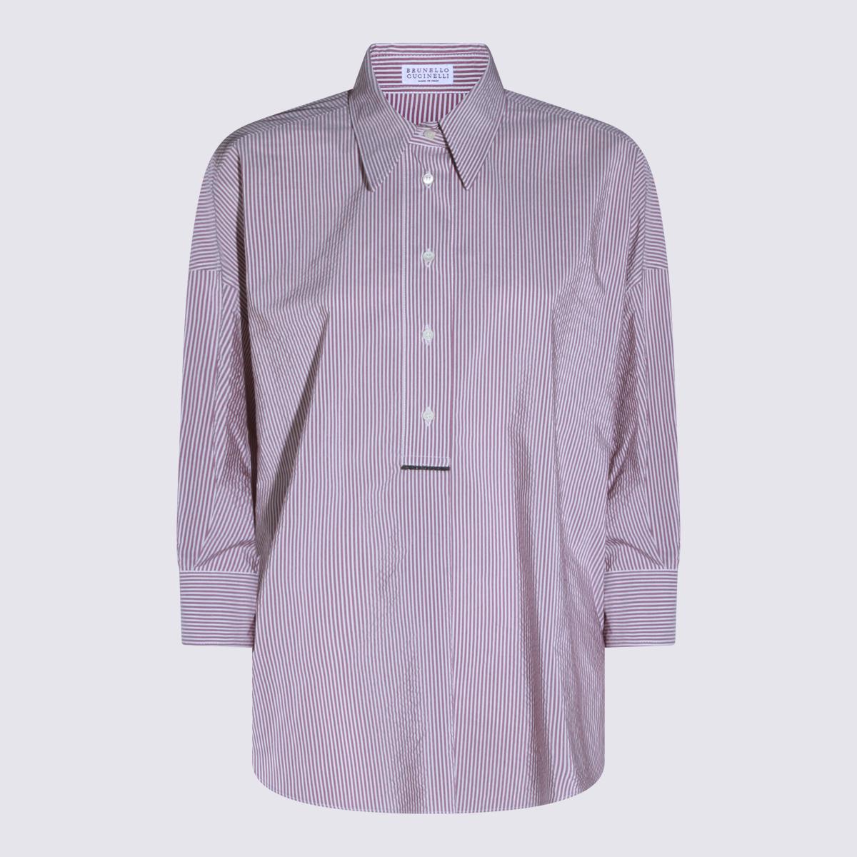 brunello cucinelli shirts red and white stripe _co pl - women